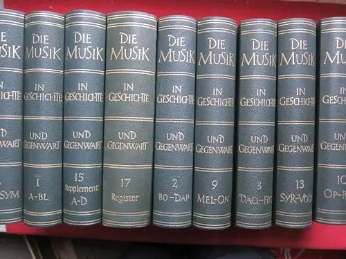 Blume, Friedrich (Hrsg.): Die Musik in Geschichte und Gegenwart. Band 1 - 17. Allgemeine Enzyklopäde der Musik. Bde. 1-14: A-Z, Bde. 15,16: Suppl., Bd. 17: Registerband. 