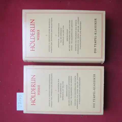 Hölderlin, Friedrich und Paul Stapf (Hrsg.): Sämtliche Werke. Band 1 und 2 (komplett) Die Tempel-Klassiker. 