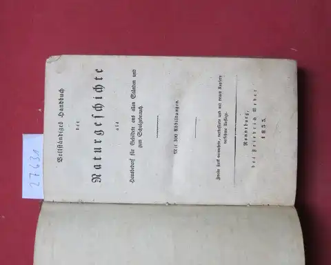 Anonym: Vollständiges Handbuch der Naturgeschichte : als Hausbedarf für Gebildete aus allen Ständen und zum Schulgebrauch. Mit 300 Abbildungen. 