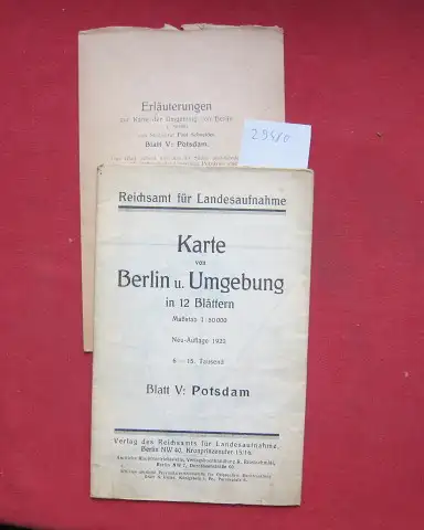 Schneider, Paul und Reichsamt für Landesaufnahme: Karte von Berlin u. Umgebung in 12 Blättern. Blatt V: Potsdam. Maßstab 1:50000. 