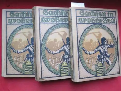 Hottenroth, Johann Edmund und Artur Baumgarten-Crusius: Sachsen in großer Zeit; Bd. 1 - 3 (komplett) Geschichte der Sachsen im Weltkrieg. Gemeinverständl. sächsische Kriegsgeschichte und vateländisches Gedenkwerk in Wort und Bild. 