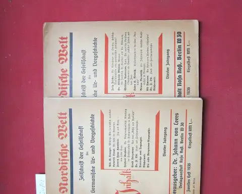 Leers, Johann von (Hrsg.): Nordische Welt. Heft 1 + 2/1936. Zeitschrift der Gesellschaft für Germanische Ur- und Vorgeschichte. 