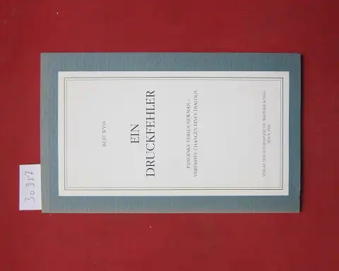 Wyss, Beat: Ein Druckfehler : Panofsky versus Newman - verpasste Chancen eines Dialogs. 