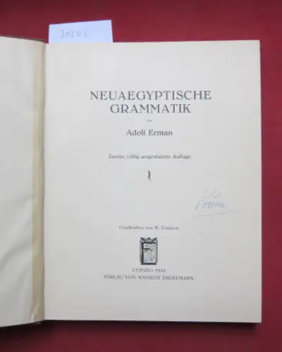 Erman, Adolf: Neuaegyptische Grammatik. 