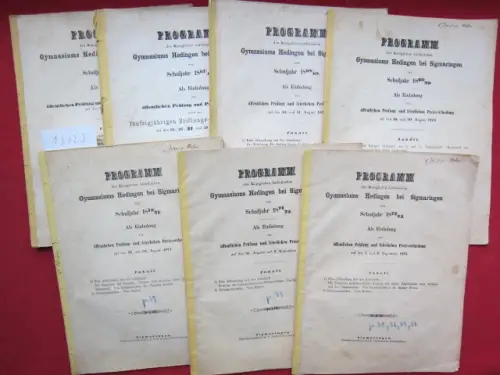 Königlich katholisches Gymnasium Hedingen: Programm des Königl. kath. Gymnasiums Hedingen bei Sigmaringen: Schuljahr 1867/68 - 1872/73 (6 Hefte). Als Einladung zur öffentlichen Prüfung und feierlichen Preisvertheilung. 