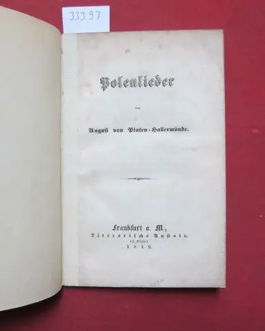 Platen, August: Polenlieder. August Graf von Platen. 