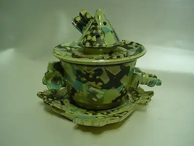 B554/ Designertasse mit Teefilter Keramik, 4 Teile