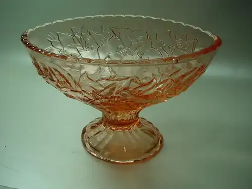 B767/ Ovale Schale Gebrauchglas rosa 30er Jahre