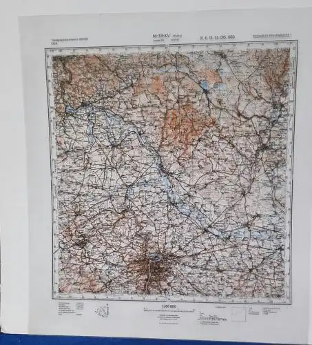 E930/ topografische Karte DDR vertrauliche Verschlusssache M-33-xv Praha