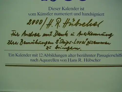 GB889/ Kalender R.Hübscher Traumschiffe