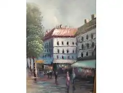 E294/ Öl Bild auf Leinwand Gemälde Paris Frankreich