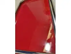 E417/ Tablett Serviertablett Glastablett Metallrahmen 60er
