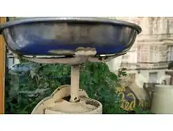E722/alte Alexanderwerk Jugendstil Küchenwaage Emaille Waage bis 10kg