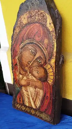G251/ Ikone auf Holz Madonna mit Kind 53 cm