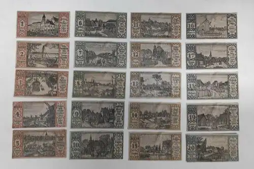 Berlin Satz mit 20 x 50 Pfennig 1921  Stadtkassenscheine Berliner Bezirke