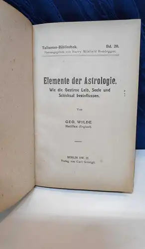 G131/ Elemente der Astrologie Geo. Wilde Halifax