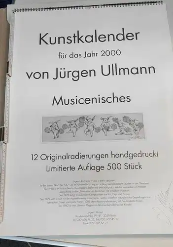 Jürgen Ullmann Kunstkalender mit 12 Originalradierungen limitiert