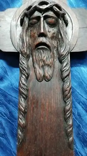 G89/ Kreuz Kruzifix Jesus geschnitzt aus Eichenholz 64 cm