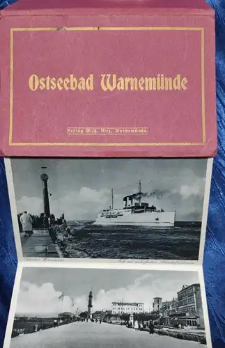 F988/ Ansichtskarten Ostseebad Warnemünde Strand Ostsee Strandkorb  Leporello