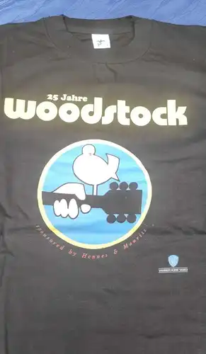 F851/ 25 Jahre Woodstock  2 VHS / CD / T Shirt/ Plakat Warner Promotion Box