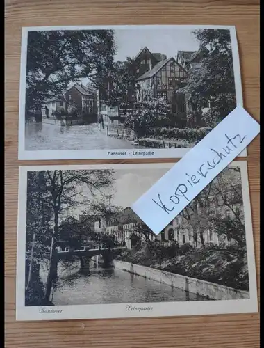 E805/ 2 x alte Ansichtskarte Hannover Leine-Partie 