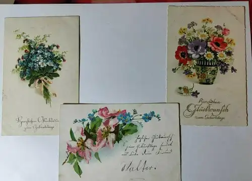 E805/ 3 x antike Postkarte - Motiv - Blumen