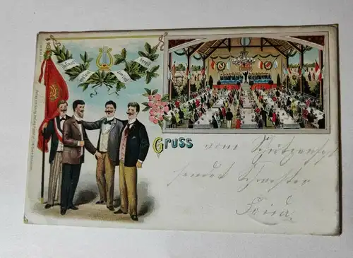 E805/antike Postkarte - Motiv - Schützenfest- Gesang- Neugersdorf