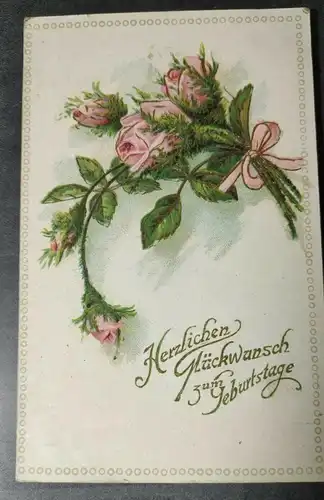 E801/ antike Geburtstagskarte Glückwunschkarte