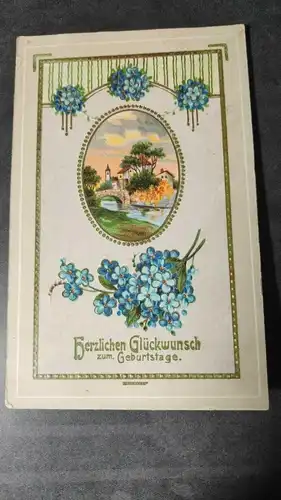 E801/ antike Geburtstagskarte Glückwunschkarte