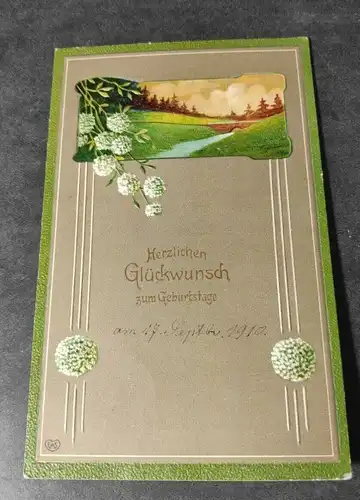 E801/ antike Geburtstagskarte Glückwunschkarte