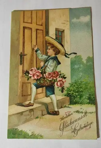 E801/ antike Geburtstagskarte Glückwunschkarte 