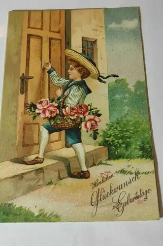 E801/ antike Geburtstagskarte Glückwunschkarte 