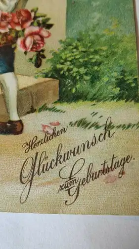 E801/ antike Geburtstagskarte Glückwunschkarte 