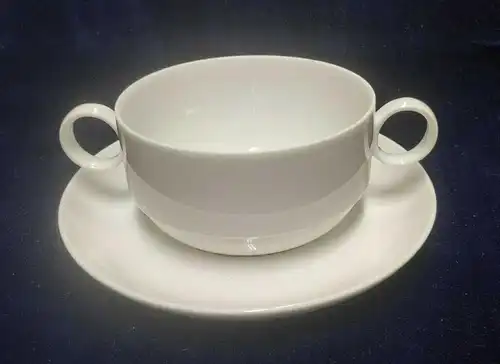 F606/  Rosenthal Studio Linie Duo weiss Suppentasse mit Untertasse