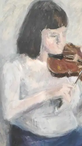 F580/  Gemälde Frau mit Geige original