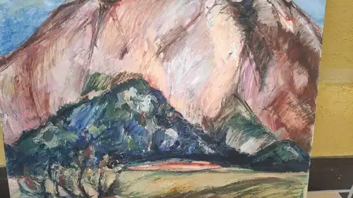 F577/ Landschaftsbild Gouache Landschaft expressive Malweise