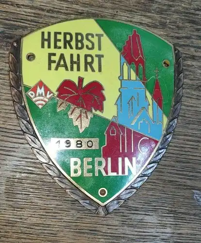 E800/ PLAKETTE DMV Herbstfahrt Berlin 1980  KAISER WILHELM Kirche