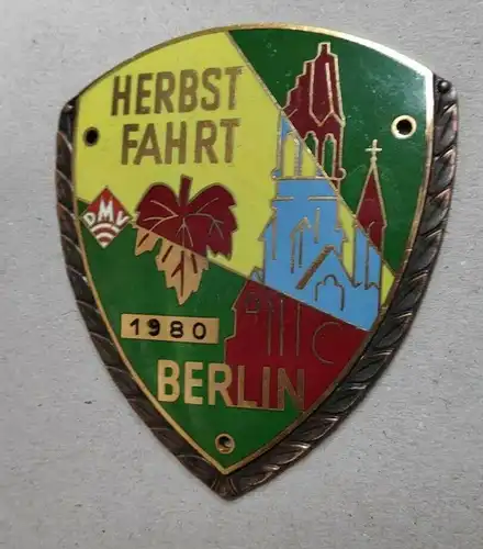 E800/ PLAKETTE DMV Herbstfahrt Berlin 1980  KAISER WILHELM Kirche