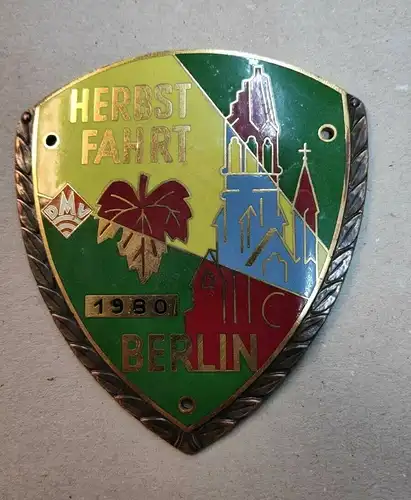 E800/ PLAKETTE DMV Herbstfahrt Berlin 1980  KAISER WILHELM Kirche