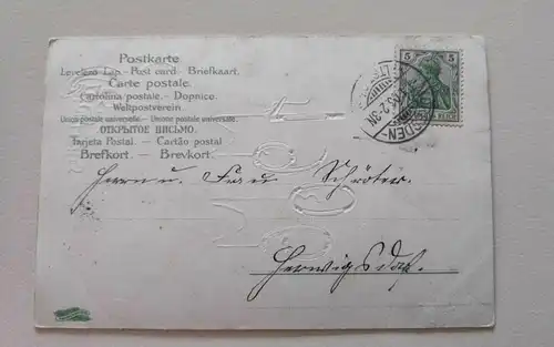 E801/ antike Neujahrskarte Neujahrsgruß 1906