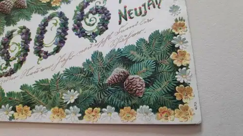 E801/ antike Neujahrskarte Neujahrsgruß 1906