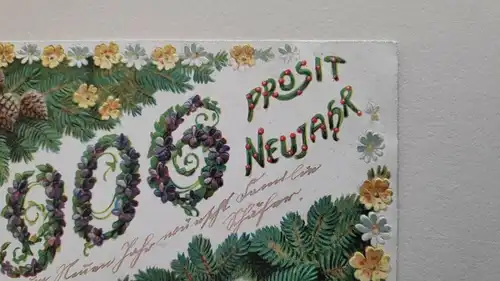 E801/ antike Neujahrskarte Neujahrsgruß 1906