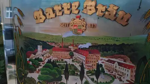 F513/ Altes Brauereischild Barre Bräu Glas Reklame Schild - ca 61 x 51 cm 