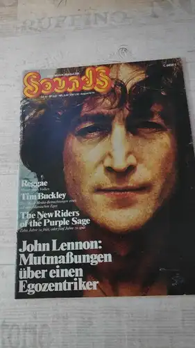 F431/ Sounds Musik Magazin 08/75 Reggae Tim Buckley John Lennon