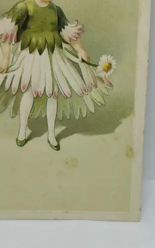E801/ antike Grußkarte Kindermotiv Blumen Prägekarte