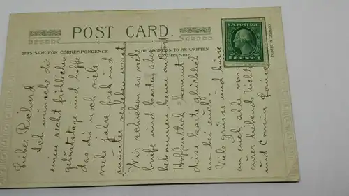 E801/ antike Geburtstagskarte Glückwunschkarte US Postage