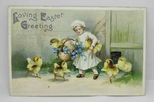 E802/ antike Osterkarte Postkarte Ostergrußkarte Amerika loving Easter greeting