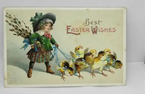 E802/ antike Osterkarte Postkarte Ostergrußkarte Amerika best Easter Wishes