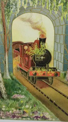 E804/ antike Glückwunschkarte  Weihnachten Weihnachtskarte Eisenbahn