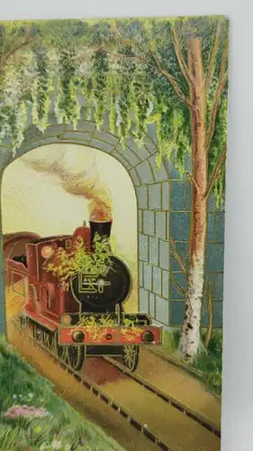 E804/ antike Glückwunschkarte  Weihnachten Weihnachtskarte Eisenbahn